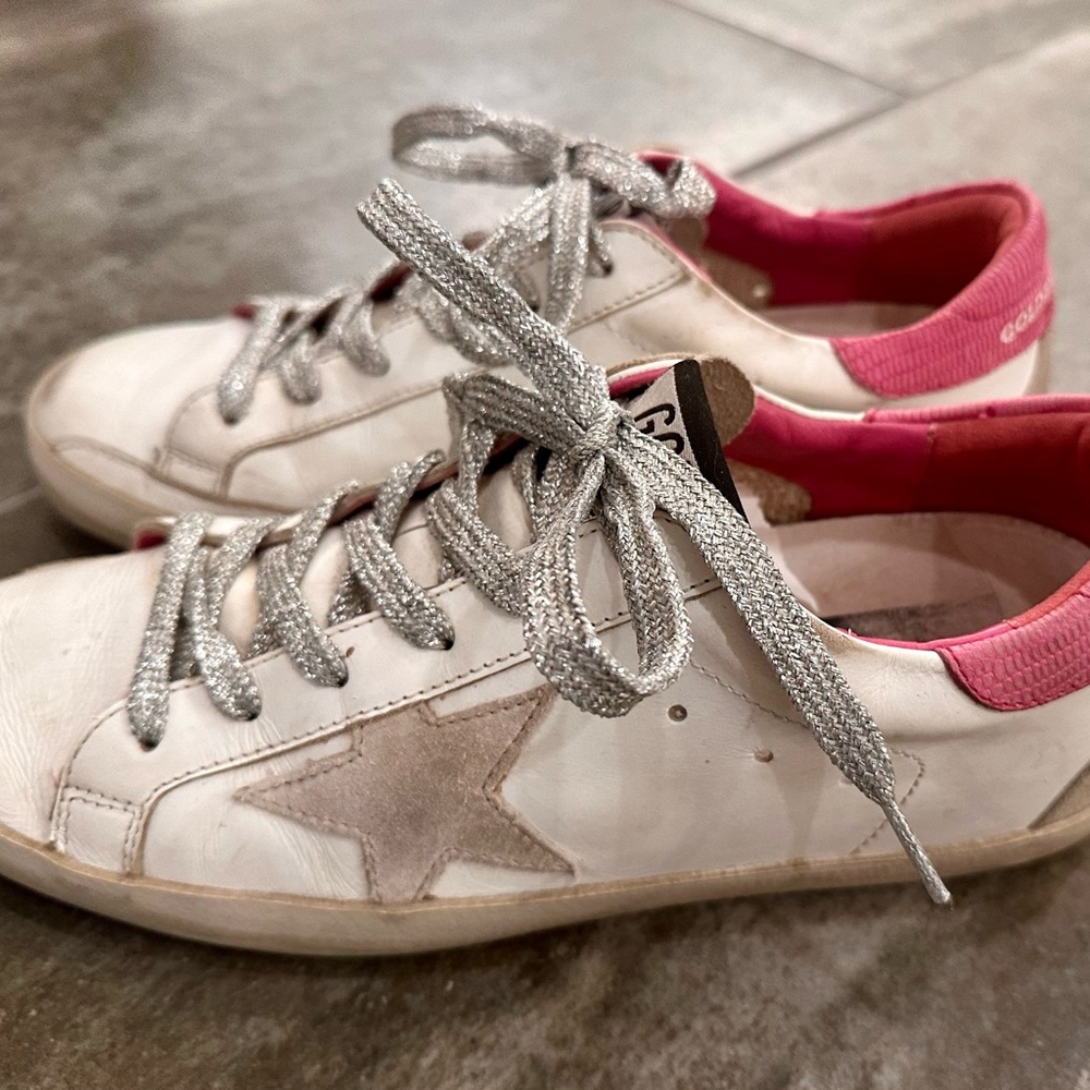 Golden Goose Leather Upper and Heel Suede White Ice Light Pink